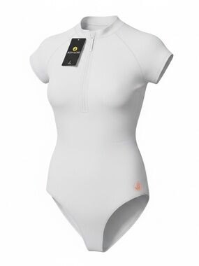 🤍✨ Body Glove Makiny Paddle Suit White Zip Front One-Piece Rashguard Size S/P NW
